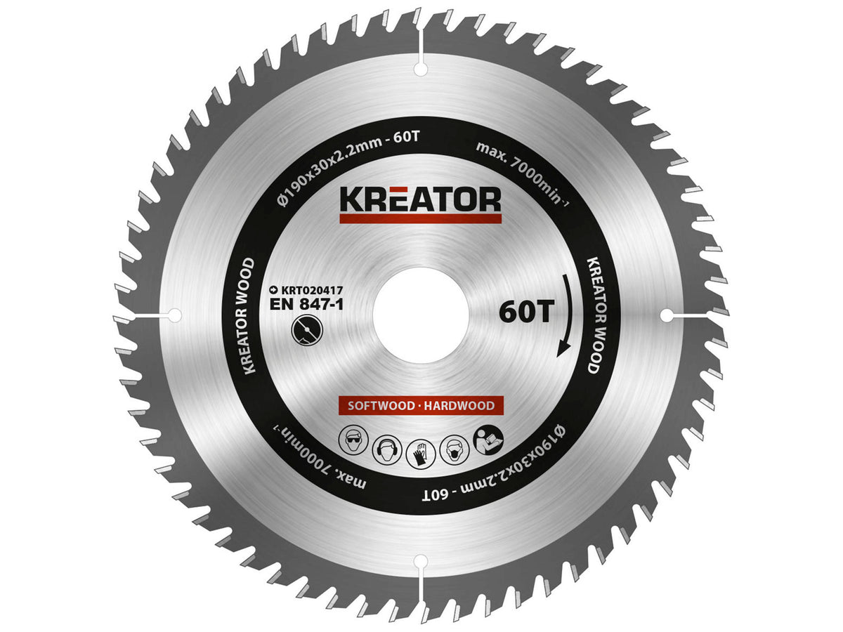 Kreator KRT020417 cirkelzaagblad 190mm 60T hout