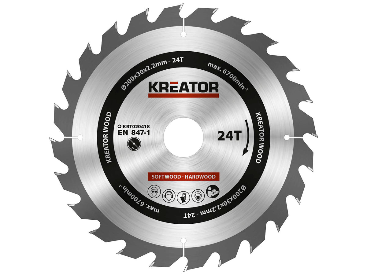 Kreator KRT020418 cirkelzaagblad 200mm 24T hout