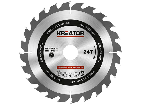 Kreator KRT020418 lame de scie circulaire 200mm 24D bois