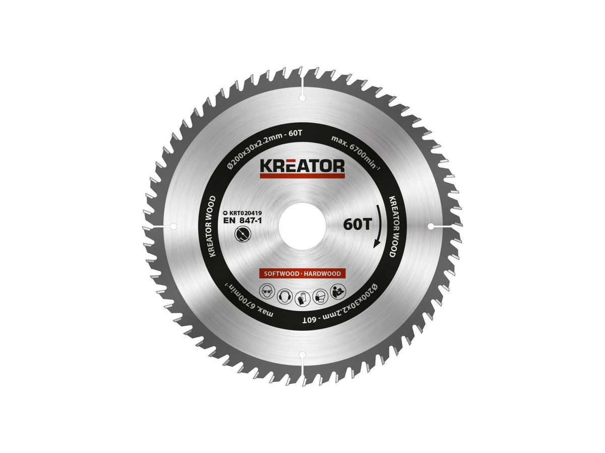 Kreator KRT020419 cirkelzaagblad 200mm 60T hout