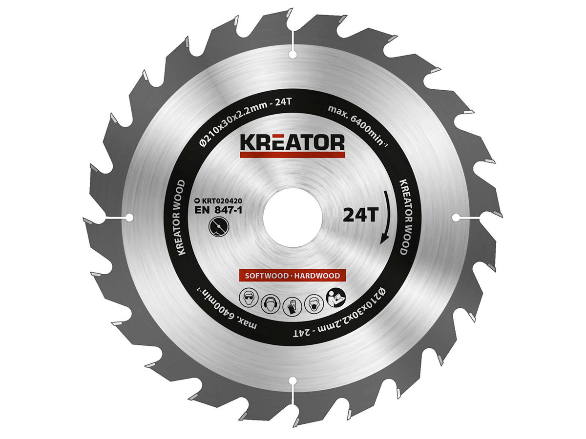 Kreator KRT020420 cirkelzaagblad 210mm 24T hout