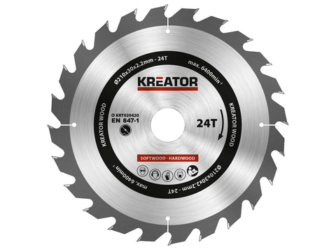 Kreator KRT020420 cirkelzaagblad 210mm 24T hout