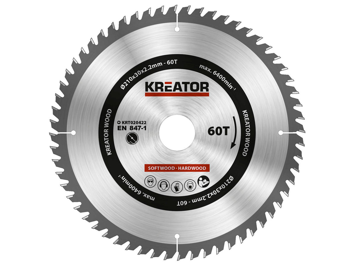 Kreator KRT020422 cirkelzaagblad 210mm 60T hout