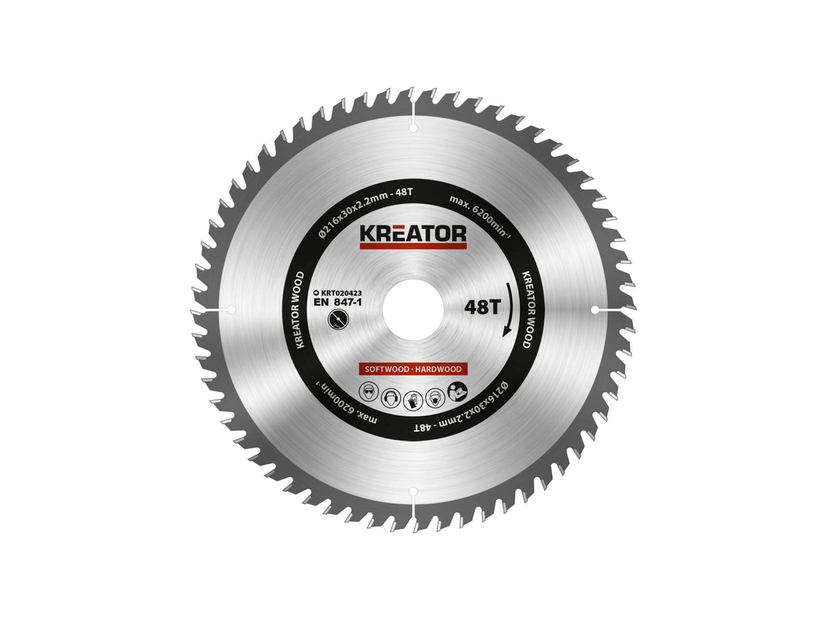 Kreator KRT020423 cirkelzaagblad 216mm 48T hout