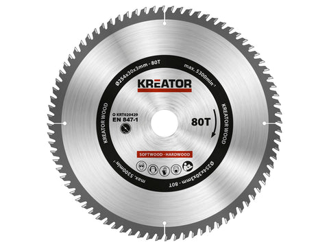 Kreator KRT020429 cirkelzaagblad 254mm 80T hout