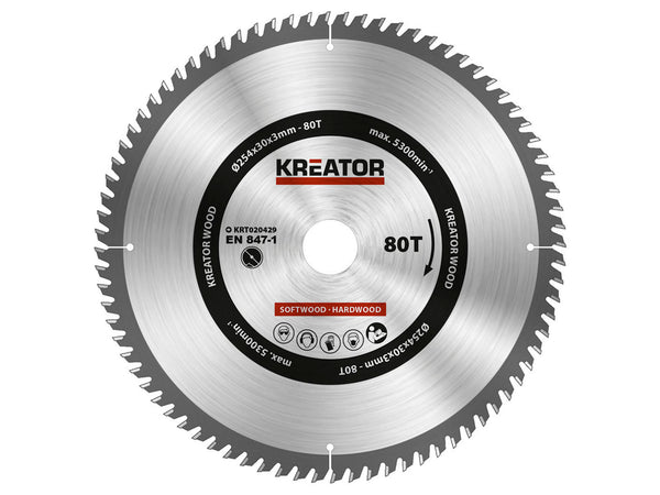 Kreator KRT020429 lame de scie circulaire 254mm 80D bois