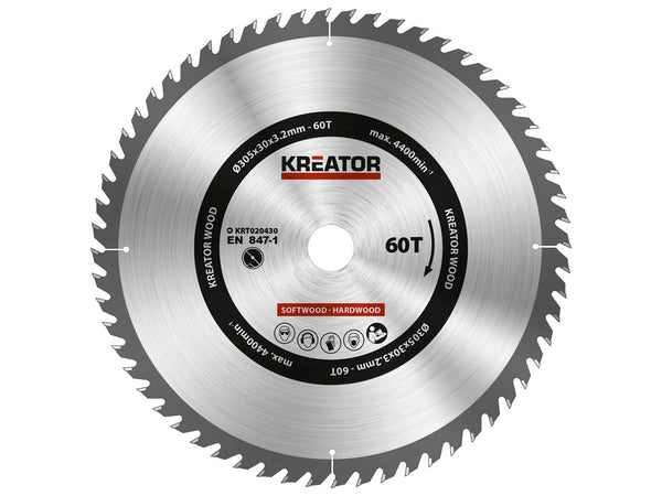 Kreator KRT020430 cirkelzaagblad 305mm 60T hout