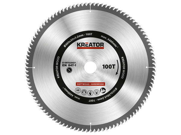 Kreator KRT020431 lame de scie circulaire 305mm 100D bois