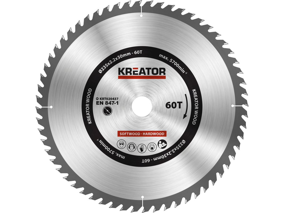 Kreator KRT020437 cirkelzaagblad 235mm 60T hout