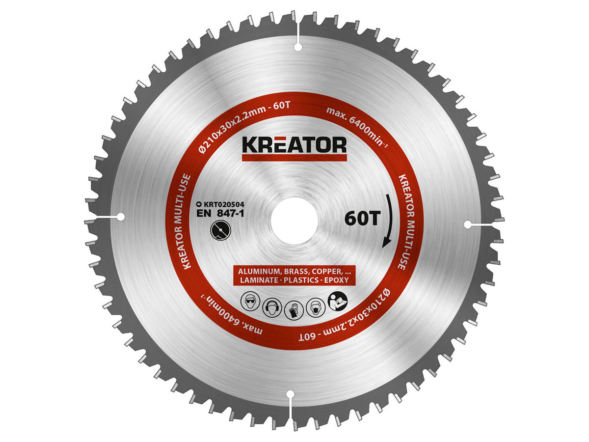 Kreator KRT020504 universeel cirkelzaagblad 210mm 60T