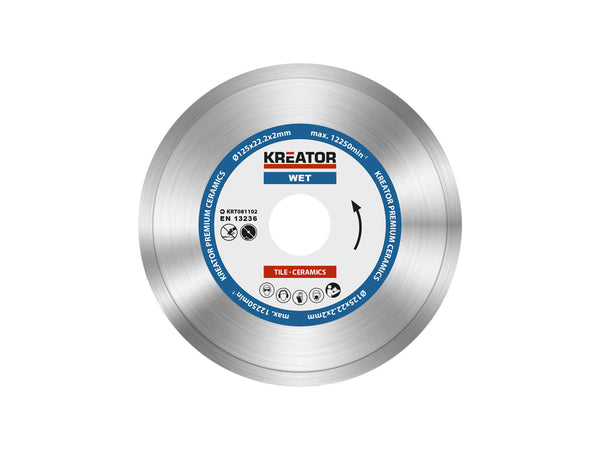 Kreator KRT081102 Premium disque diamant 125x2x22,23 mm eau