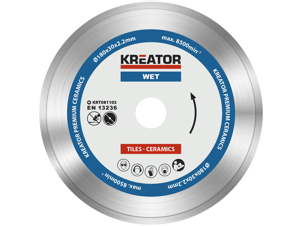 Kreator KRT081103 Premium diamantschijf 180x2,2x30 mm nat