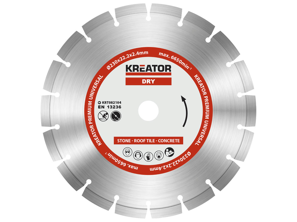 Kreator KRT082104 Premium diamantschijf 230x2,4x22,2 mm droog