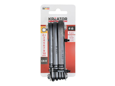 Kreator KRTH21602 inbussleutelset kogelkop 2,5-10 mm 8-delig