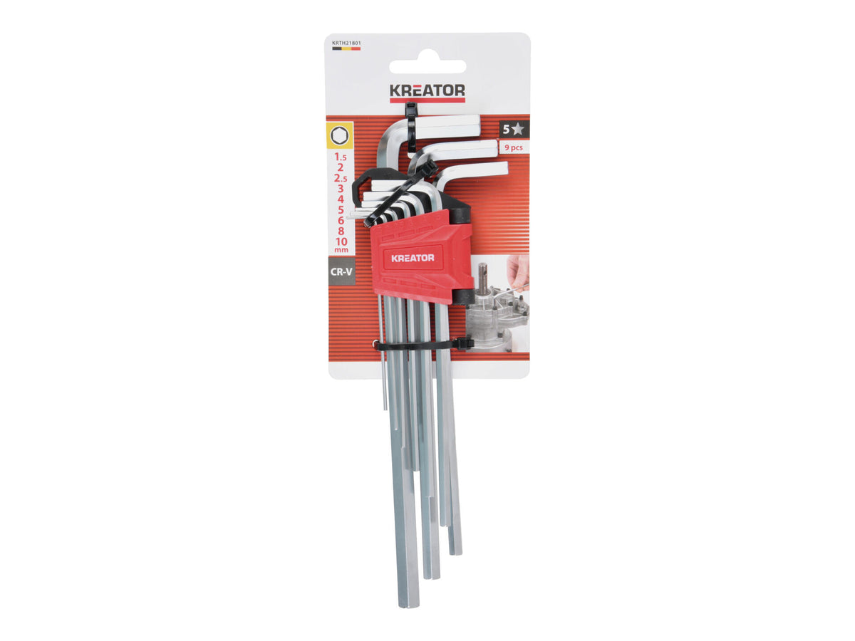 Kreator KRTH21801 inbussleutelset lang 1,5-10 mm 9-delig