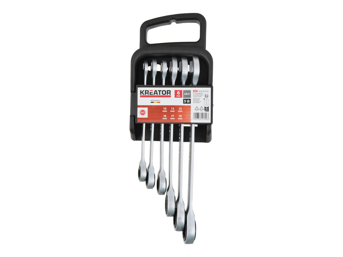 Kreator KRTH30013 ringsteeksleutelset met ratel 10-19 mm 6-delig