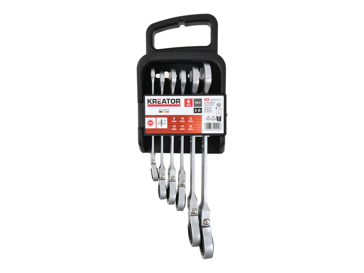 Kreator KRTH30014 ringsteeksleutelset met ratel 8-19 mm 6-delig