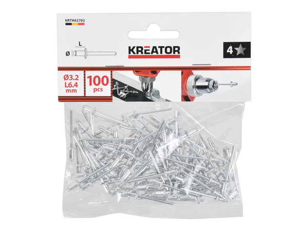Kreator KRTH62702 rivet 3,2x6,4 mm 100 pièces