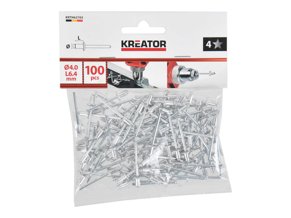 Kreator KRTH62703 rivet 4x6,4 mm 100 pièces