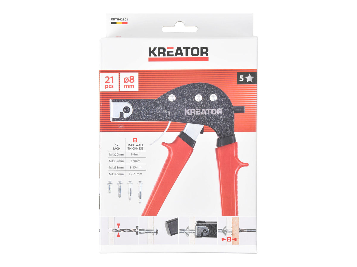 Kreator KRTH62801 pluggentang voor holle wand + 20 pluggen