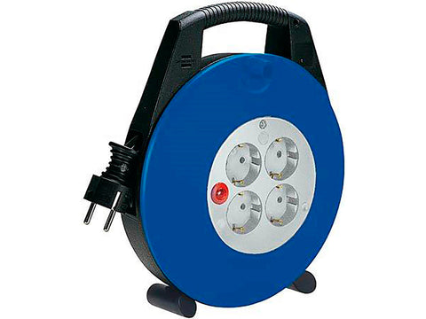 Brennenstuhl Kabelhaspel Vario-Line 4 stopcontacten zwart-blauw-lichtgrijs 3G1,5 5m H05VV-F