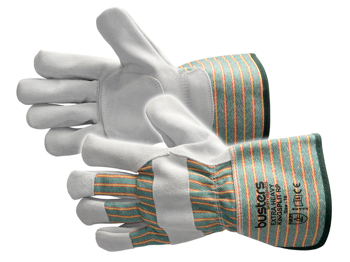 Busters King werkhandschoenen XL leer grijs en groen