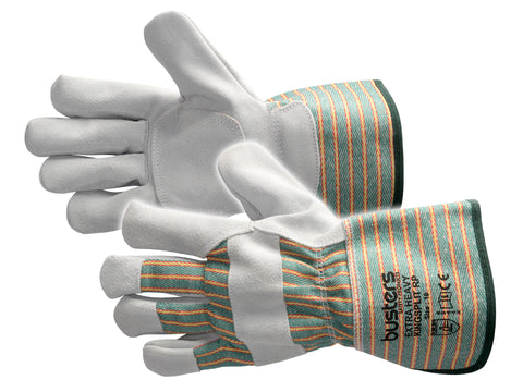 Busters King werkhandschoenen XL leer grijs en groen