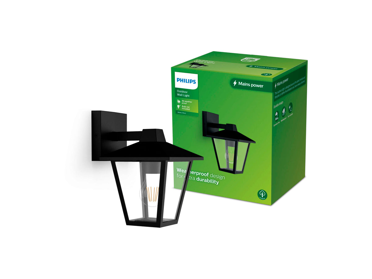 Philips Kinno wandlamp omlaag E27 25W zwart