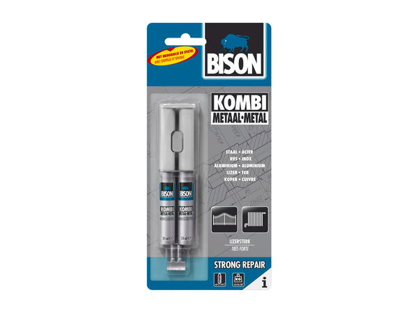 Bison Kombim Metaal dubbelspuit tweecomponentenlijm 24ml grijs