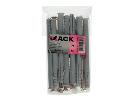 Mack Kozijnpluggen met schroef 10x135 mm 8 stuks