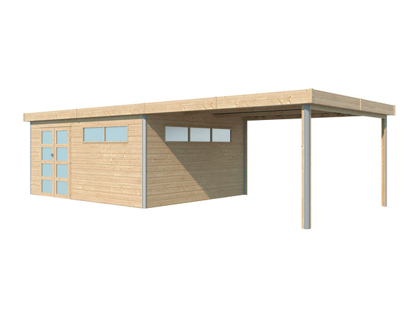 Woodlands Kyoto V abri de jardin 485x385x235 cm bois panneaux d'isolation + extension 400cm