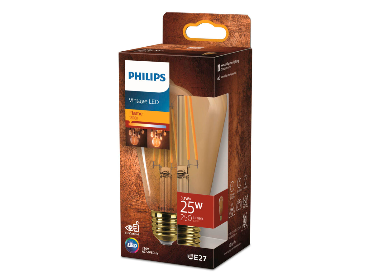 Philips LED Edison-lamp filament E27 25W amberglas