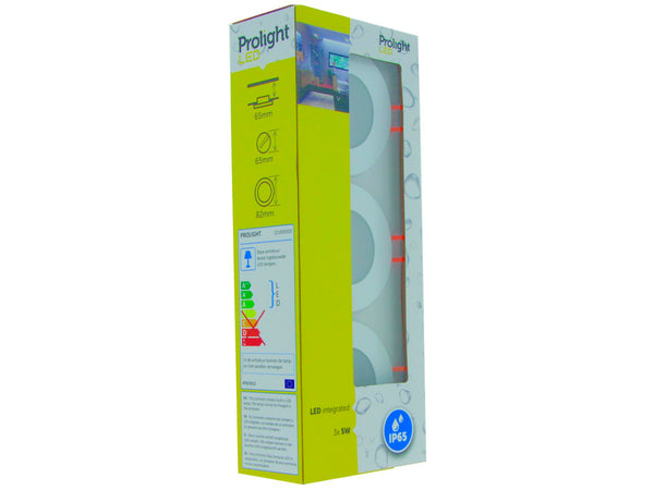 Prolight spot LED encastrable 5W IP65 3 pièces