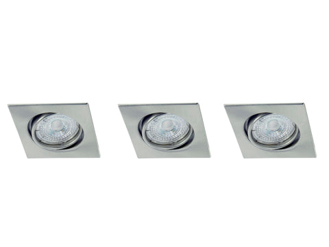 Prolight LED inbouwspot vierkant GU10 3W kantelbaar nikkel 3 stuks