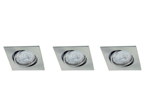 Prolight spot LED encastrable carré GU10 3W orientable nickel 3 pièces