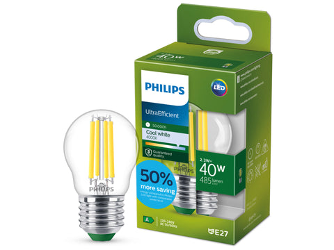 Philips LED kogellamp filament E27 40W koud wit