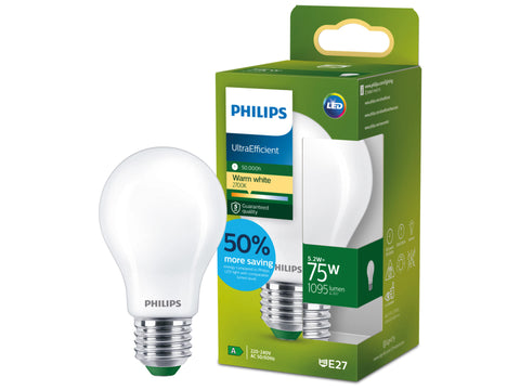 Philips LED peerlamp E27 75W warm wit