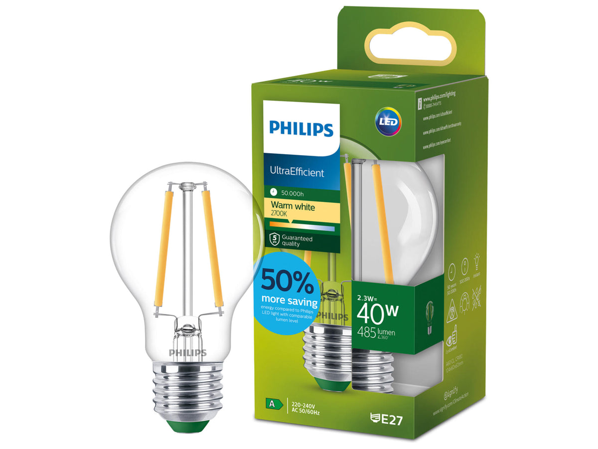 Philips LED peerlamp filament E27 40W warm wit