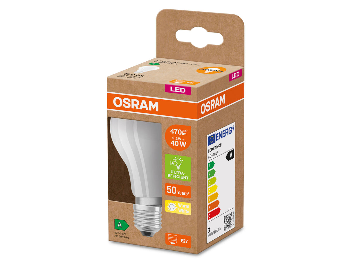 Osram LED peerlamp mat E27 2,2W warm wit