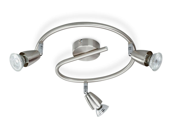 Prolight spot de plafond LED spirale GU10 3x3W nickel