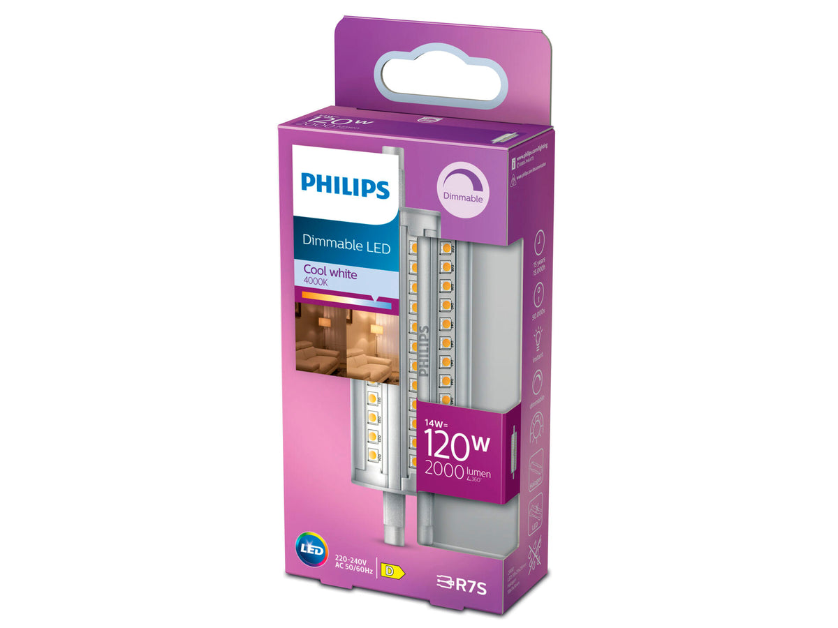 Philips LED staaflamp R7S 14W dimbaar koel wit