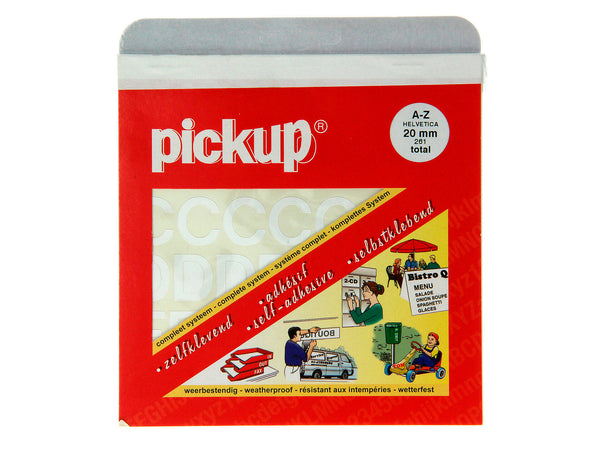 Lettres Helvetica A-Z autocollant 20mm blanc