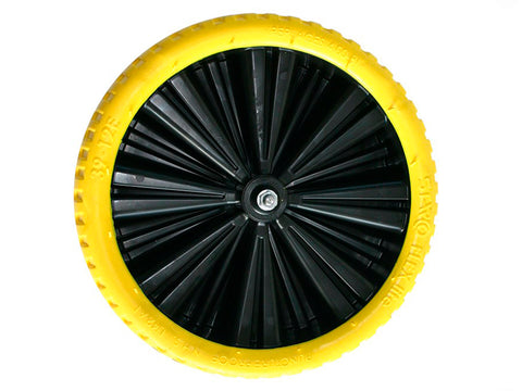 Altrad Limex kruiwagenwiel volle band 400mm kunststof velg geel