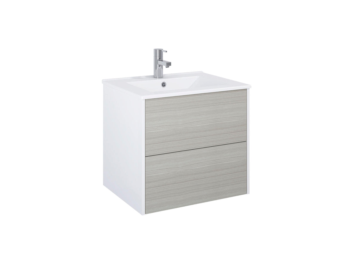 Lafiness Marti wastafelkast 60cm 2 lades grijs-wit