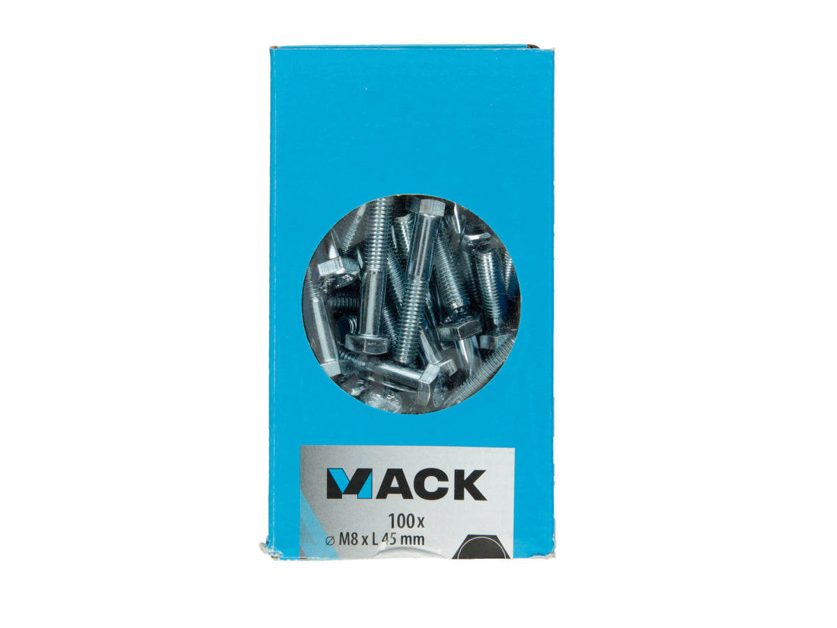 Mack Mechaniekbout met moer M8 45mm verzinkt 100 stuks