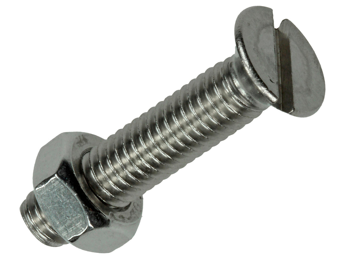 Mack Metaalschroeven met moer 30x6 mm afgeplatte kop inox 4 stuks