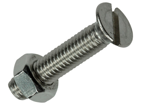Mack Metaalschroeven met moer 30x6 mm afgeplatte kop inox 4 stuks