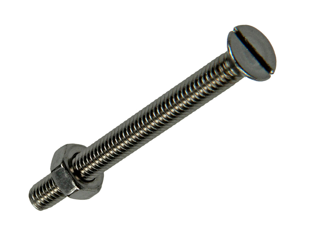 Mack Metaalschroeven met moer 40x4 mm afgeplatte kop inox 8 stuks