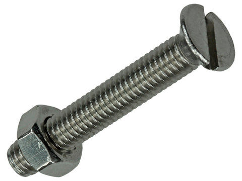 Mack Metaalschroeven met moer 40x6 mm afgeplatte kop inox 3 stuks