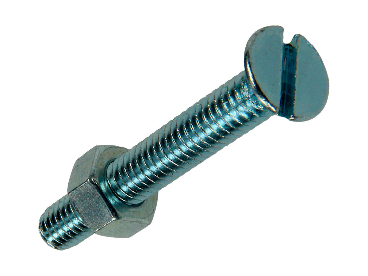 Mack Metaalschroeven met moer 40x6 mm afgeplatte kop verzinkt 6 stuks